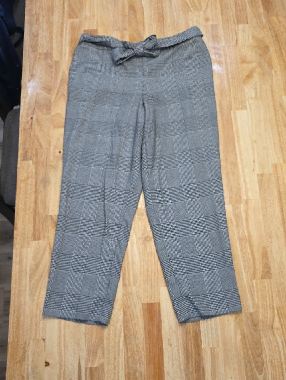 Worthington Black & White Houndstooth Tie-Waist Cropped Trousers